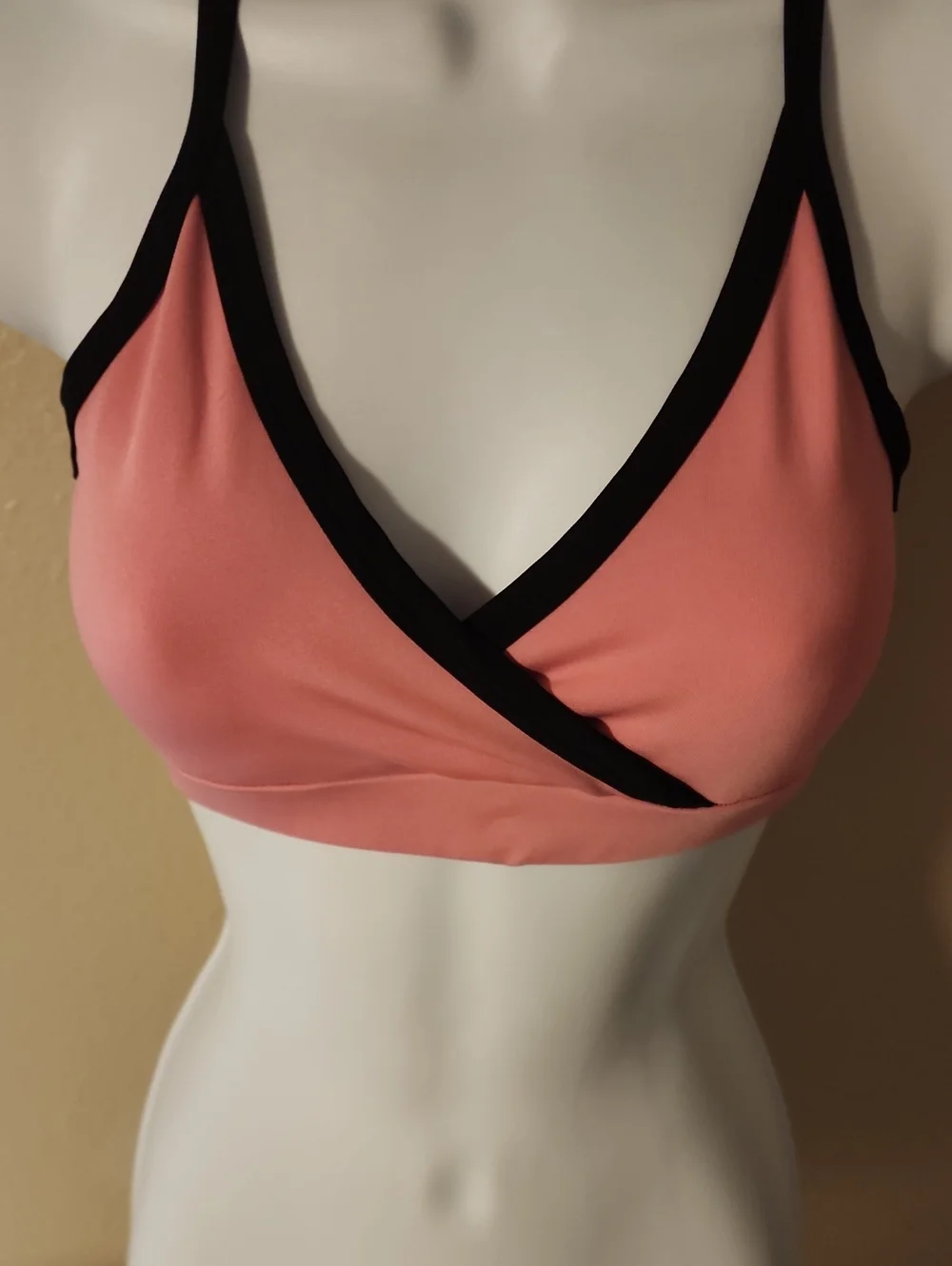Kids Pink Wrap-Style Bralette with Black Trim